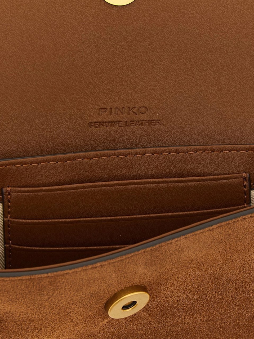 Pinko Suede Saddle Gold-Tone Shoulder Bag Bruin