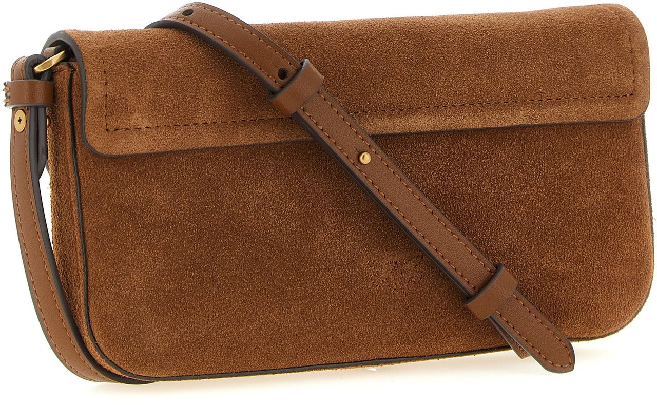 PINKO Brown Cowhide Shoulder Bag Bruin