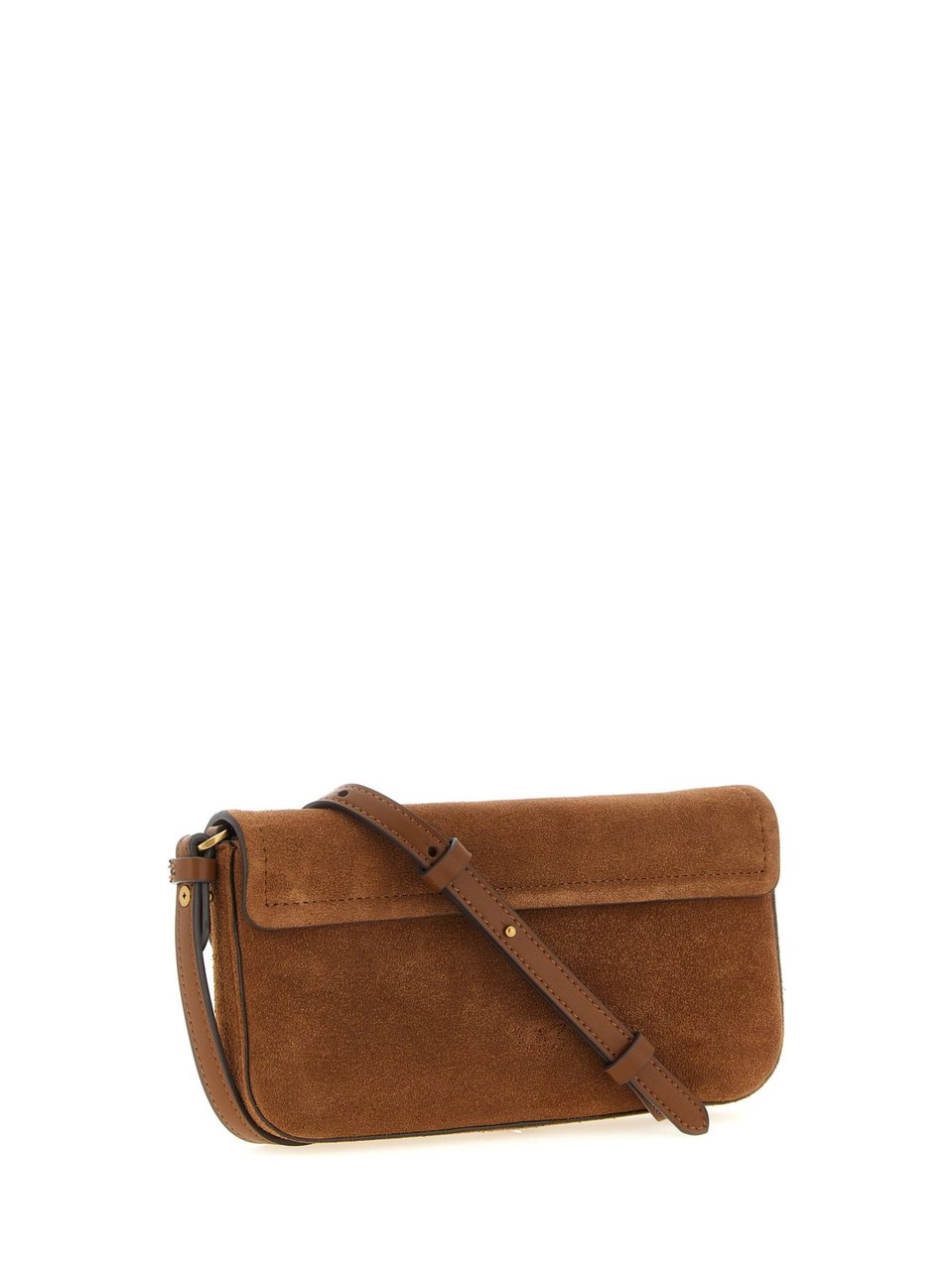 Pinko Suede Saddle Gold-Tone Shoulder Bag Bruin