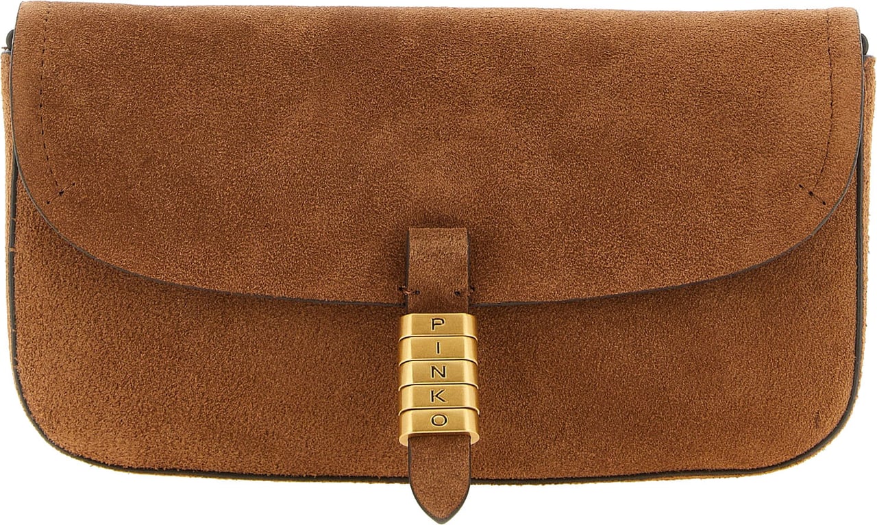 PINKO Brown Cowhide Shoulder Bag Bruin
