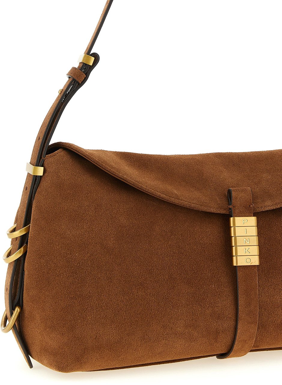PINKO Brown Cowhide Shoulder Bag Bruin