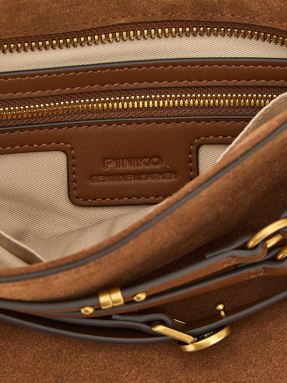 PINKO Brown Lamb Leather Shoulder Bag Bruin