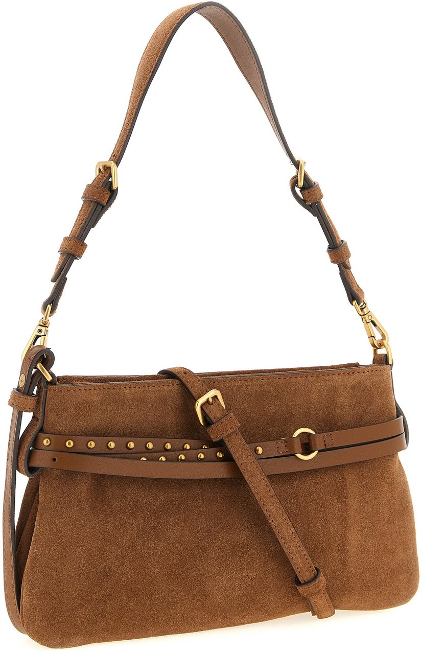 PINKO Brown Lamb Leather Shoulder Bag Bruin