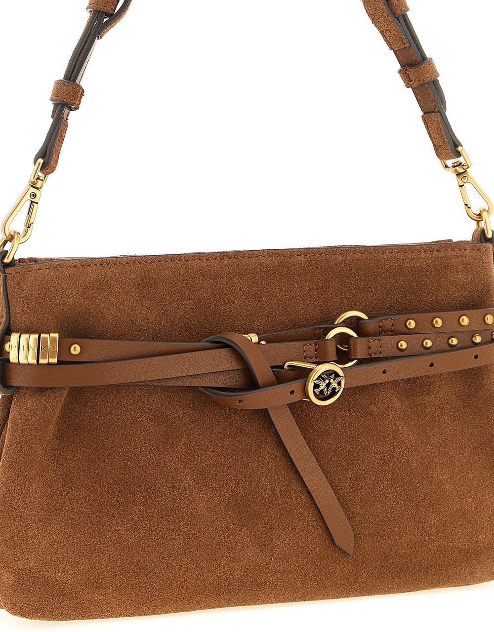 PINKO Brown Lamb Leather Shoulder Bag Bruin