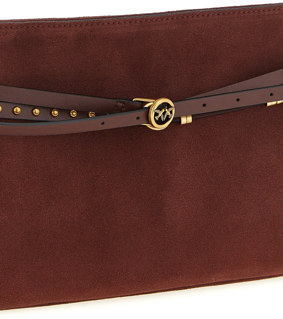 PINKO Bordeaux Cowhide Shoulder Bag Maroon