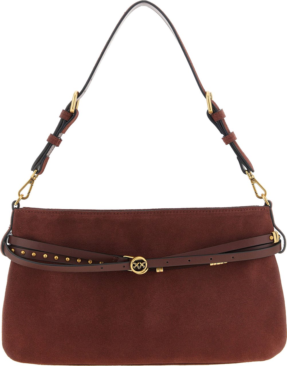 PINKO Bordeaux Cowhide Shoulder Bag Maroon