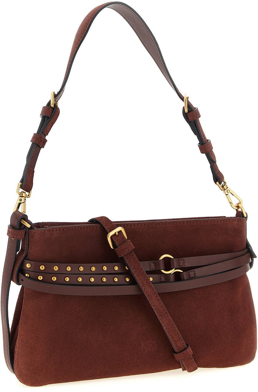 PINKO Bordeaux Lamb Leather Shoulder Bag Maroon