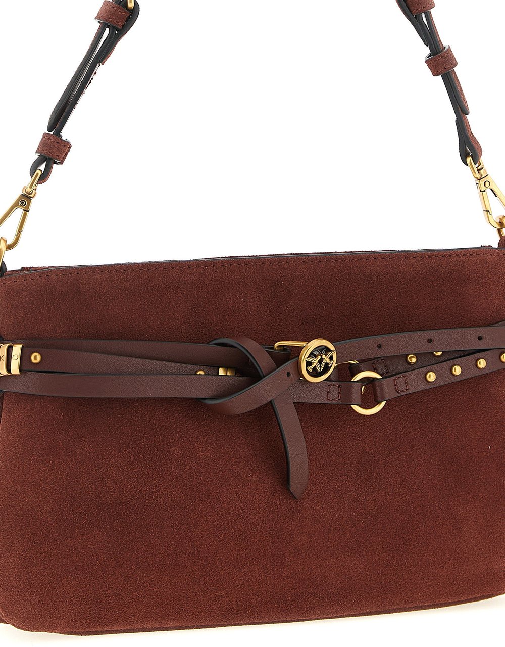 PINKO Bordeaux Lamb Leather Shoulder Bag Maroon