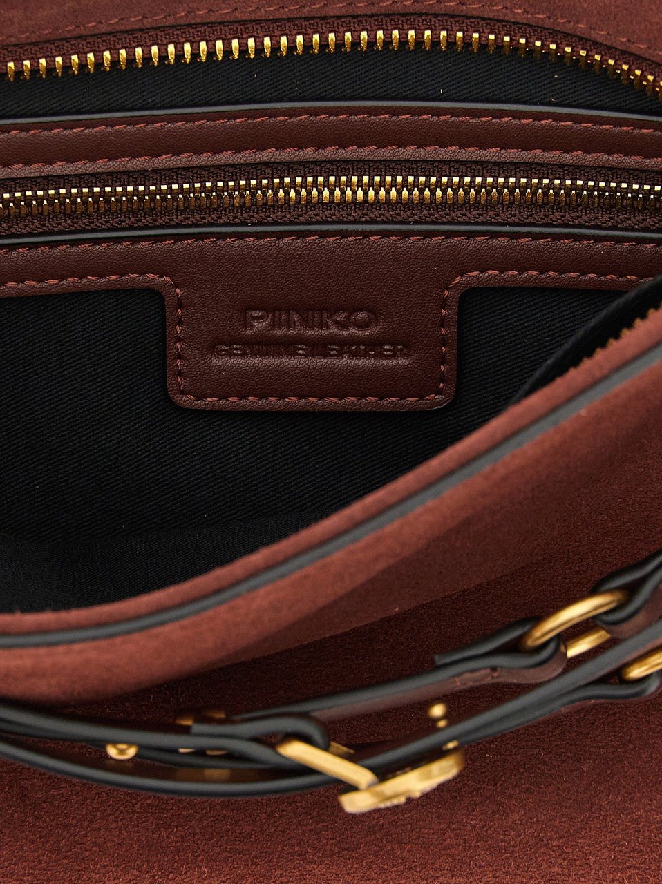 PINKO Bordeaux Lamb Leather Shoulder Bag Maroon