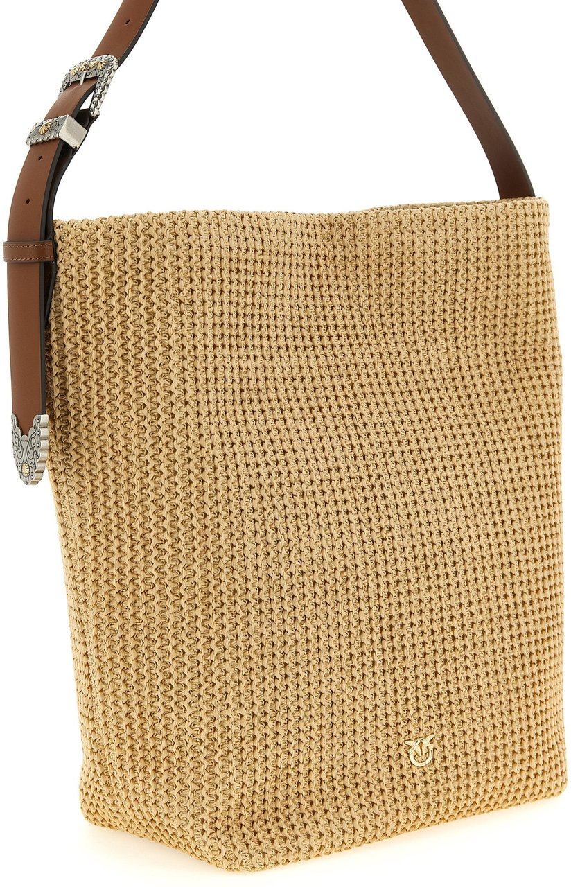 PINKO Beige Cowhide Shoulder Bag Beige