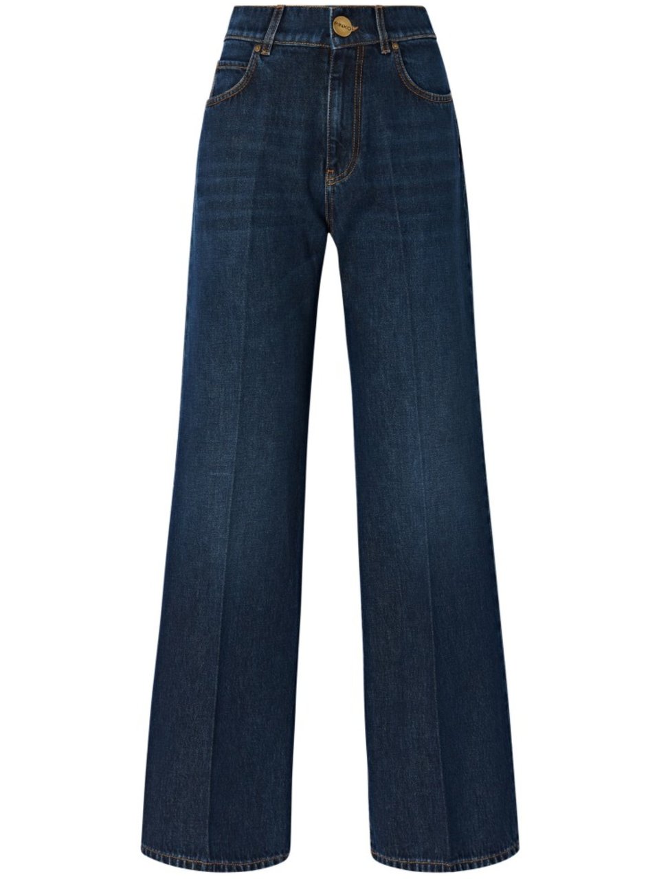 Pinko High-Waisted Wide-Leg Denim Pants With Classic Five-Pocket Design Zwart