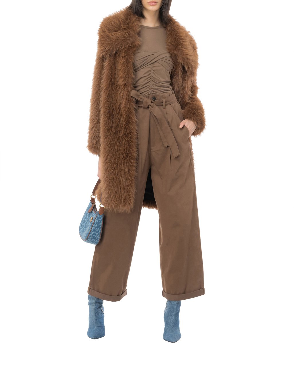 Pinko Trousers Terra Scura Bruin