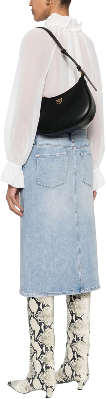 Pinko Half Moon Mini Fl Nero-Antique Gold Zwart