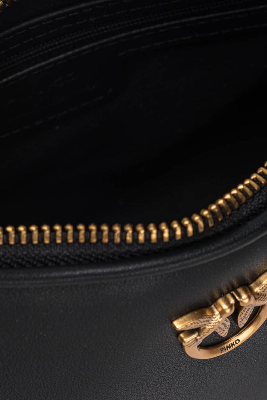 Pinko Half Moon Mini Fl Nero-Antique Gold Zwart