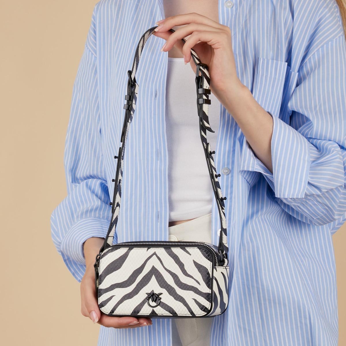 Pinko Camera Runderleer Crossbody Tas Divers