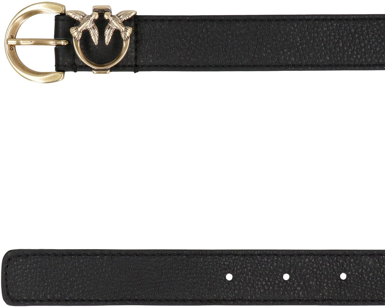 Pinko Logo buckle leather belt Zwart