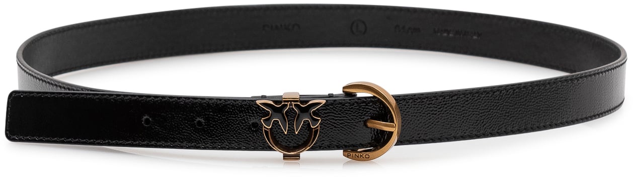 Pinko Cintura Tamboril con Fibbia Logo Zwart