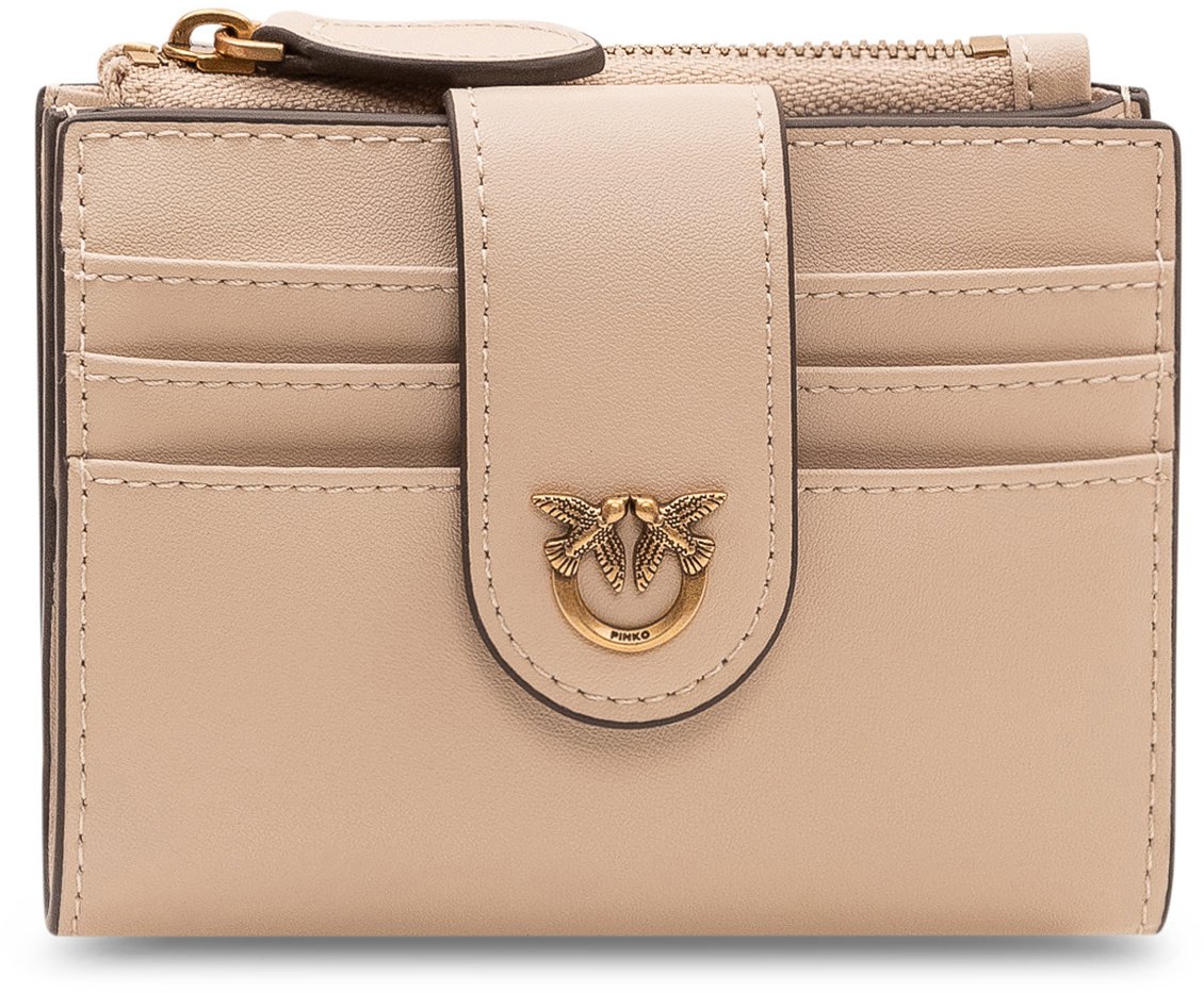 Pinko Portafoglio Multi Purpose con Zip e Scomparti Beige
