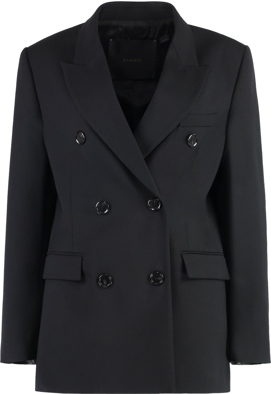 Pinko Guinea Double-breasted wool blend jacket Zwart