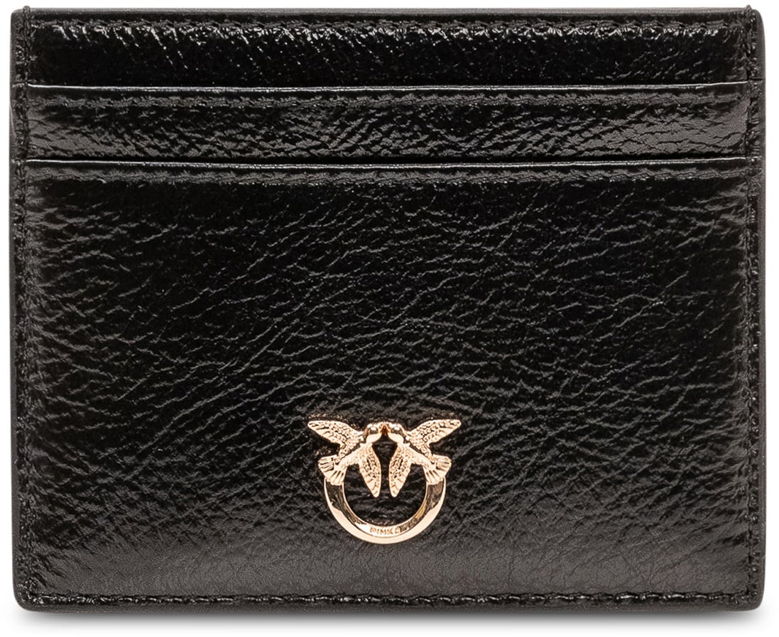 Pinko Porta Carte con Logo Frontale Zwart
