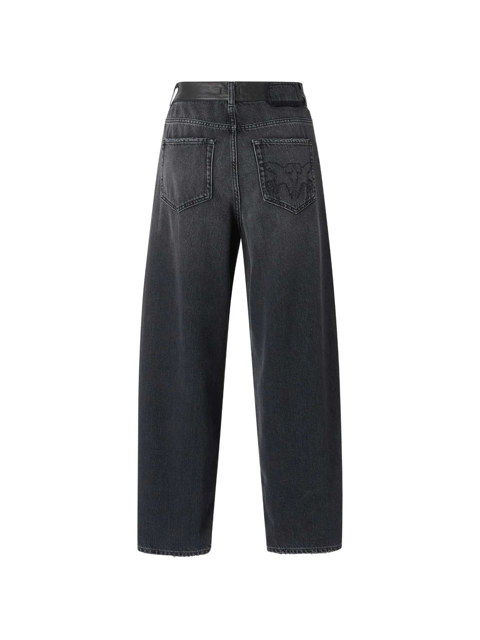 Pinko Wide-Leg Cropped Denim Pants With Relaxed Fit And Classic 5-Pocket Design Zwart