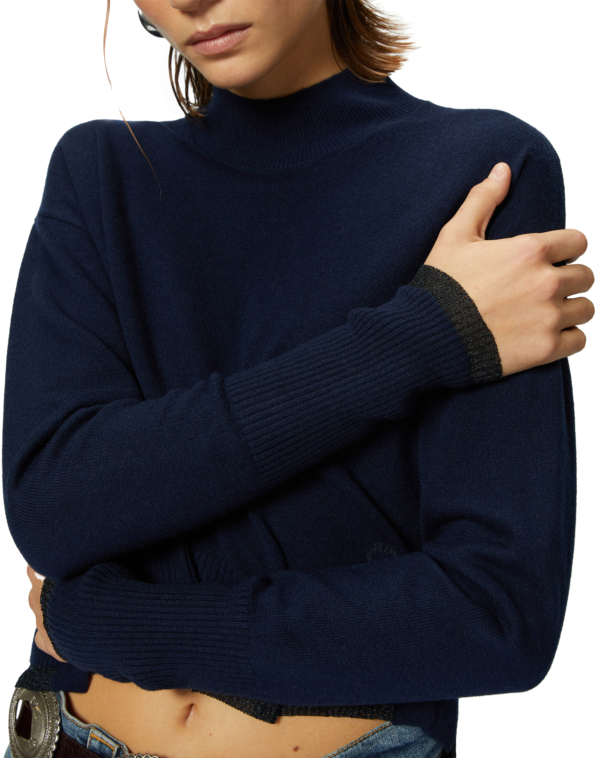 Pinko Sweaters Blu Marino Cupo Blauw