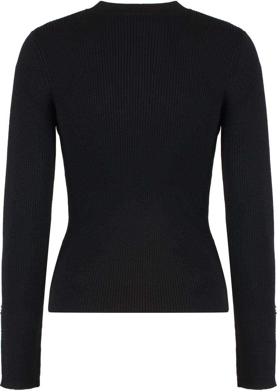 Pinko Rabbocco Knitted wool-blend top Zwart