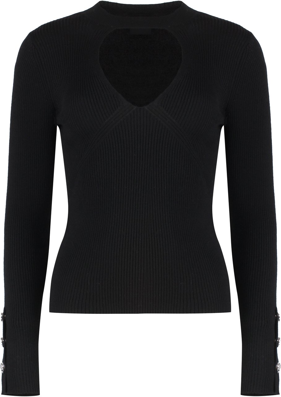 Pinko Rabbocco Knitted wool-blend top Zwart