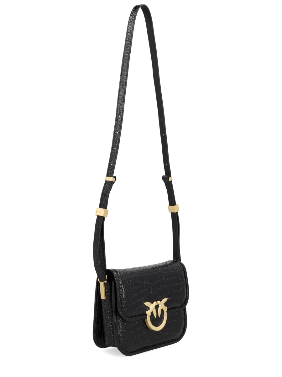 Pinko Black Leather Mini Love Crocodile Pumps Zwart