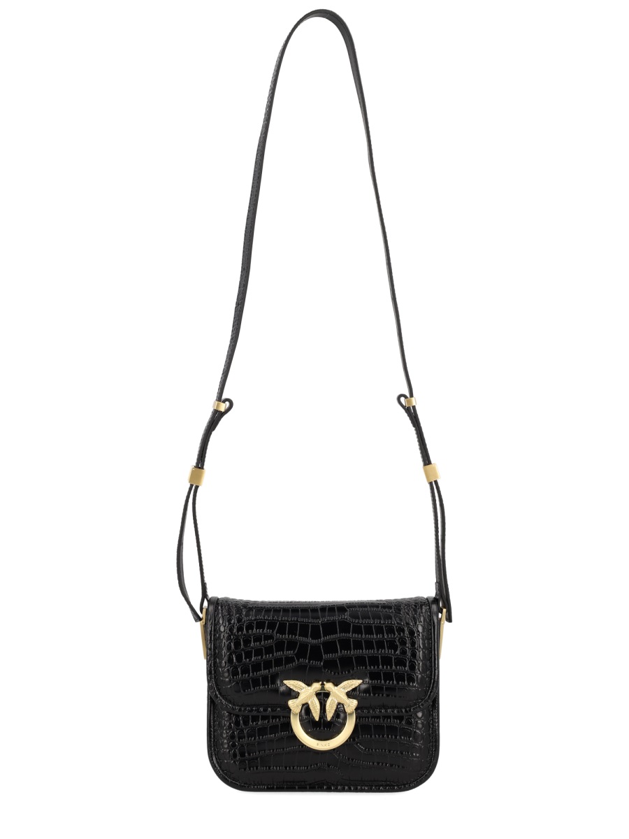Pinko Black Leather Mini Love Crocodile Pumps Zwart
