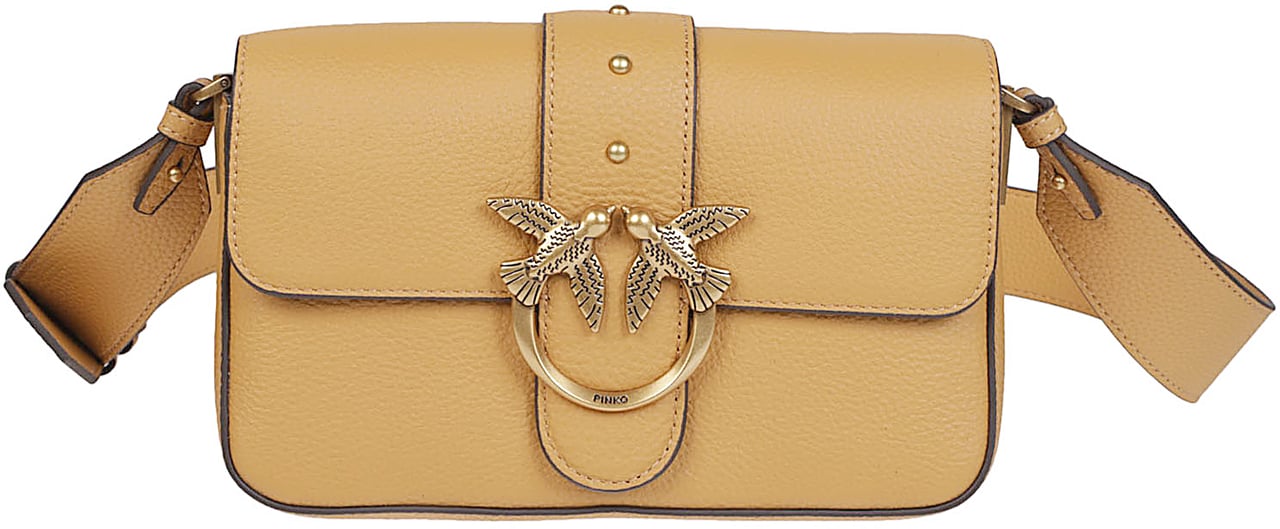 Pinko Love One Slouchy Mini Bag Nude & Neutrals Beige