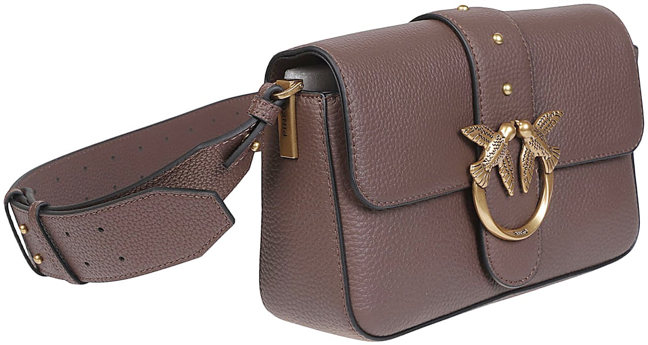 Pinko Love One Slouchy Mini Bag Brown Bruin