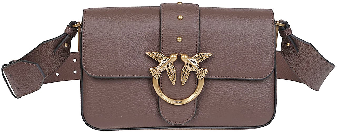 Pinko Love One Slouchy Mini Bag Brown Bruin