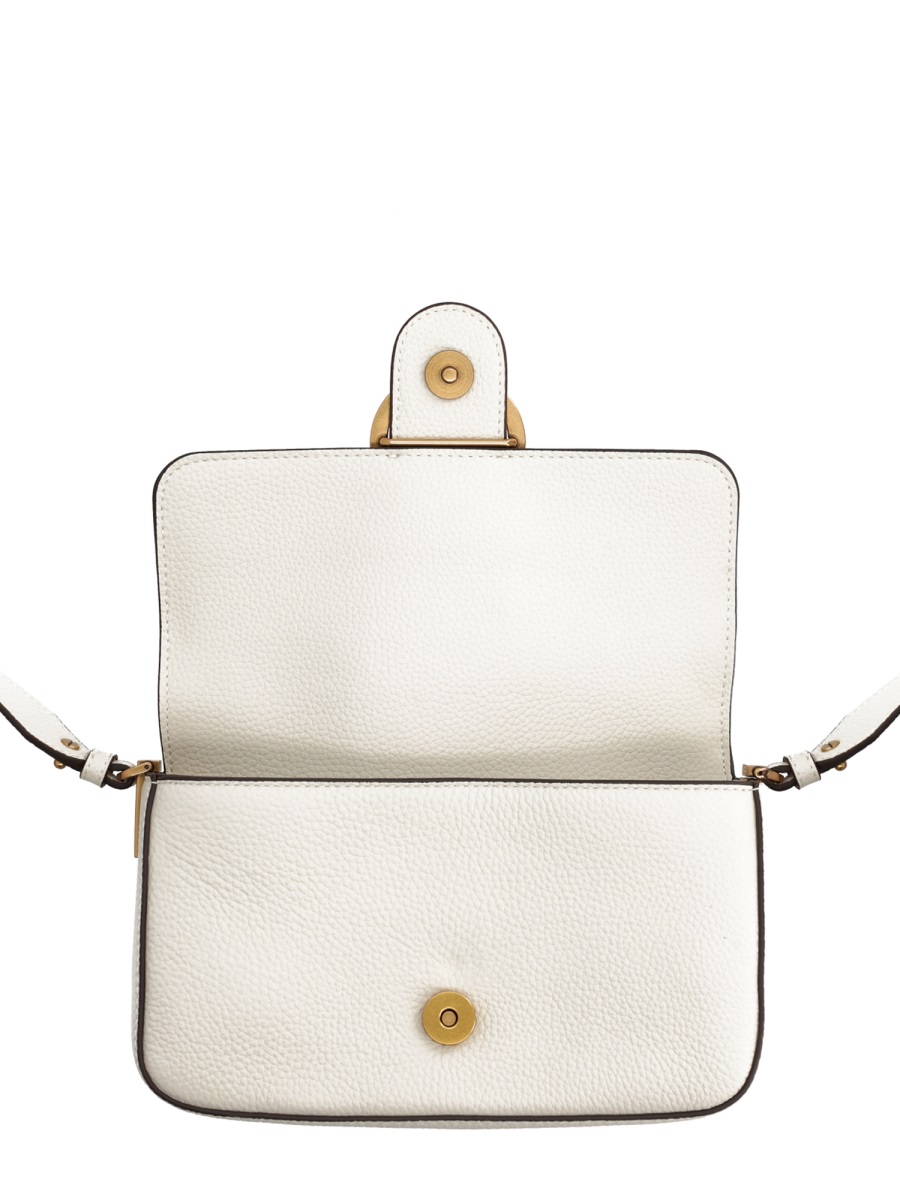 Pinko White Leather Mini Love Shoulder Bag Neutraal