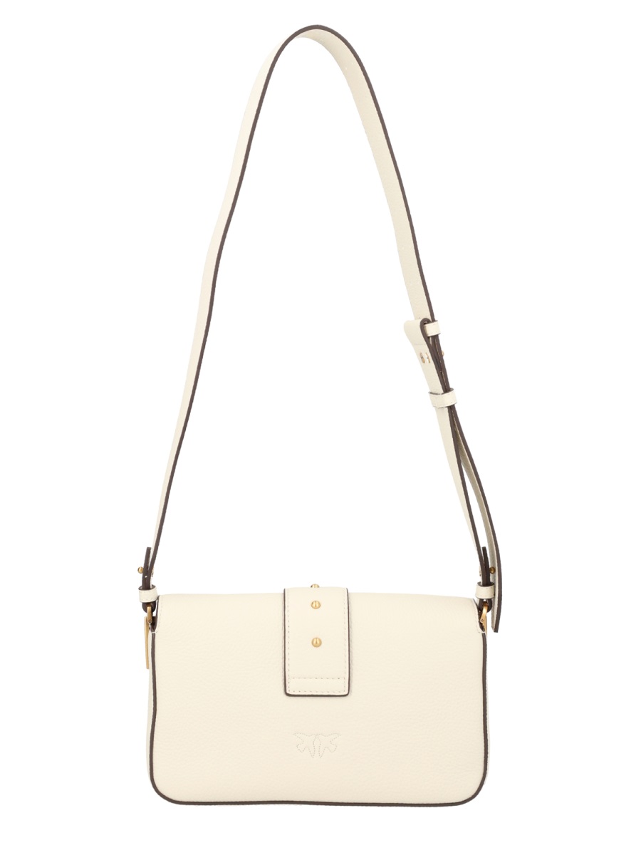 Pinko White Leather Mini Love Shoulder Bag Neutraal