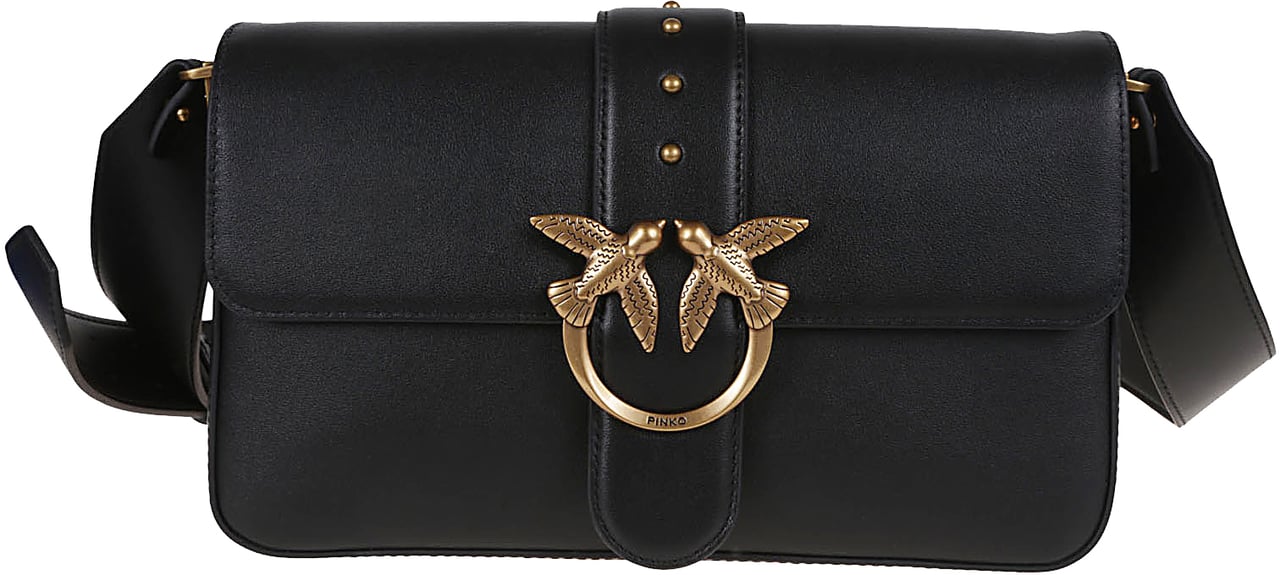 Pinko Love One Classic Slouchy Fl Nero-Antique Gold Zwart