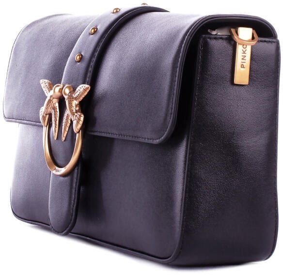 Pinko Love One Classic Slouchy Fl Nero-Antique Gold Zwart