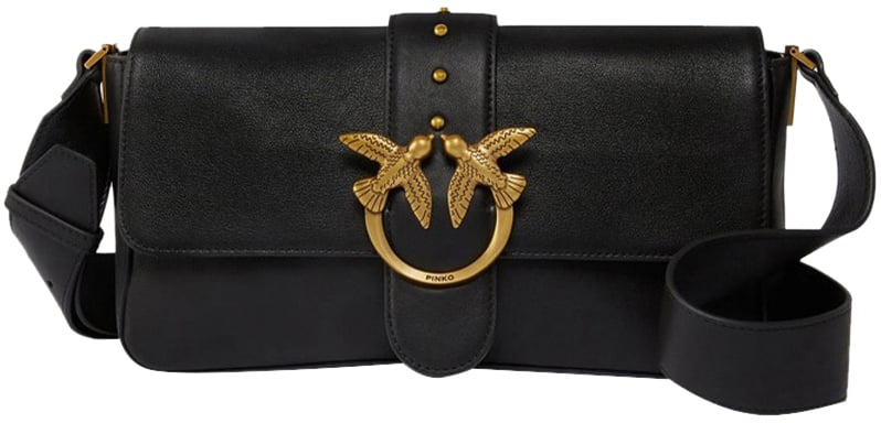 Pinko Love One Classic Slouchy Fl Nero-Antique Gold Zwart