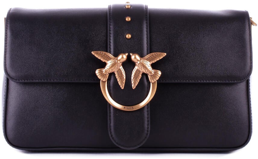 Pinko Love One Classic Slouchy Fl Nero-Antique Gold Zwart