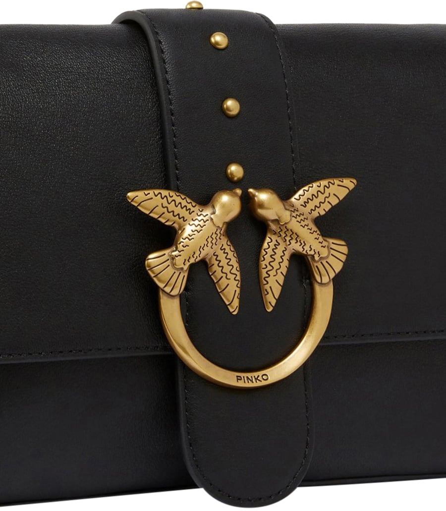 Pinko Love One Classic Slouchy Fl Nero-Antique Gold Zwart