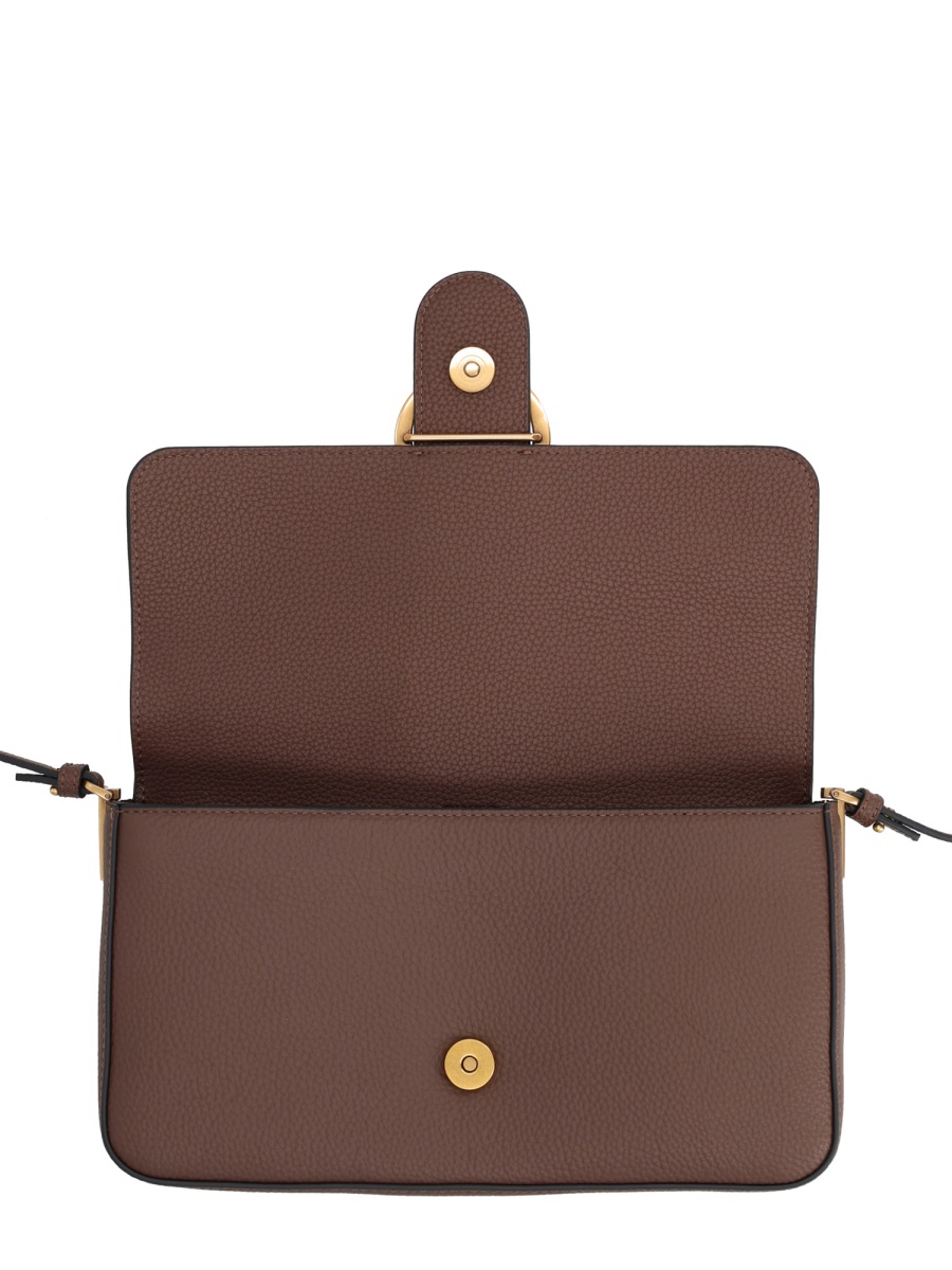 Pinko Black Leather Love Medium Shoulder Bag Grijs