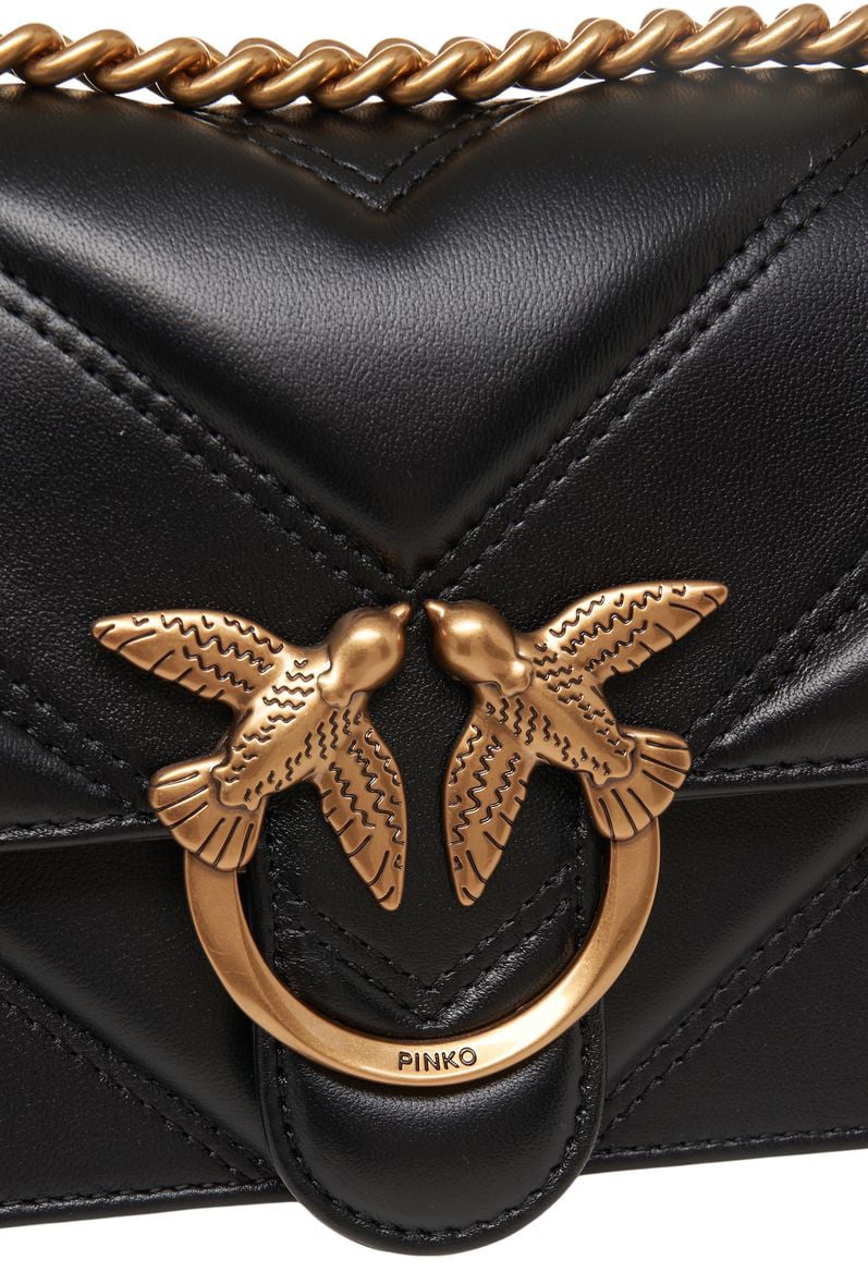 Pinko Quilted leather shoulder bag Zwart