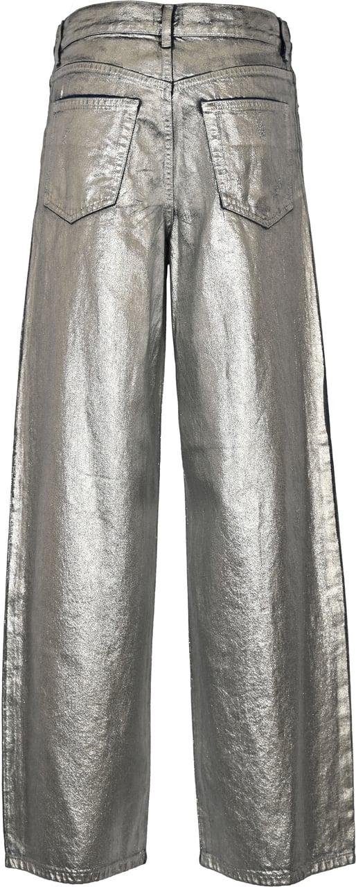 Pinko Trousers Argento Laminato Zilver