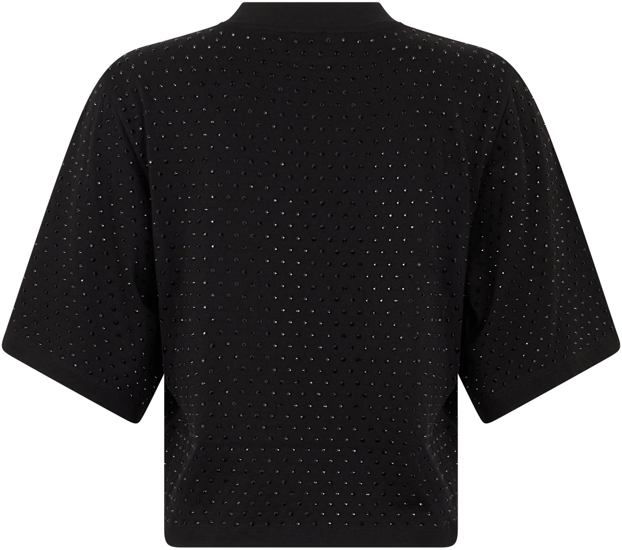 Pinko Cotton t-shirt with rhinestones Zwart