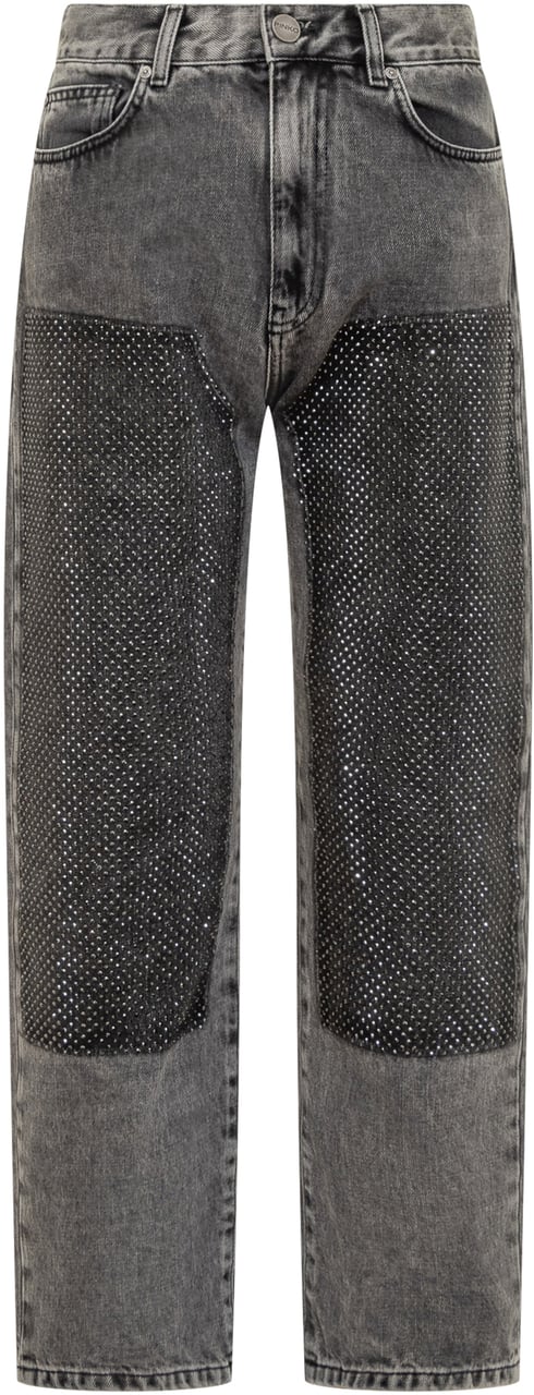 Pinko Pinko Jeans Grigi con Applicazioni Strass Donkergrijs