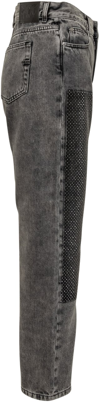 Pinko Pinko Jeans Grigi con Applicazioni Strass Donkergrijs