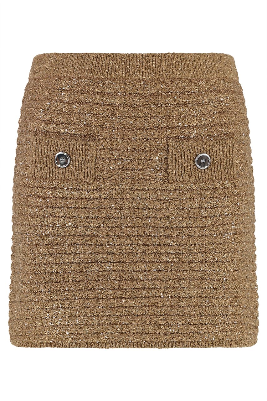 Pinko Miletto knitted mini skirt Beige