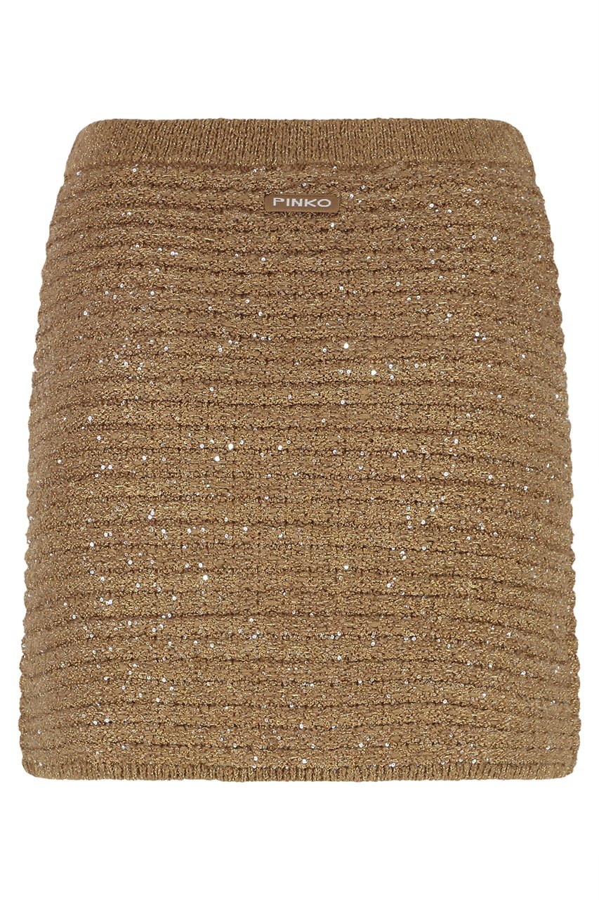 Pinko Miletto knitted mini skirt Beige