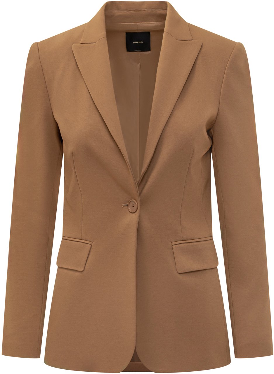 Pinko Pinko Blazer Monopetto in Crepe Marrone Bruin