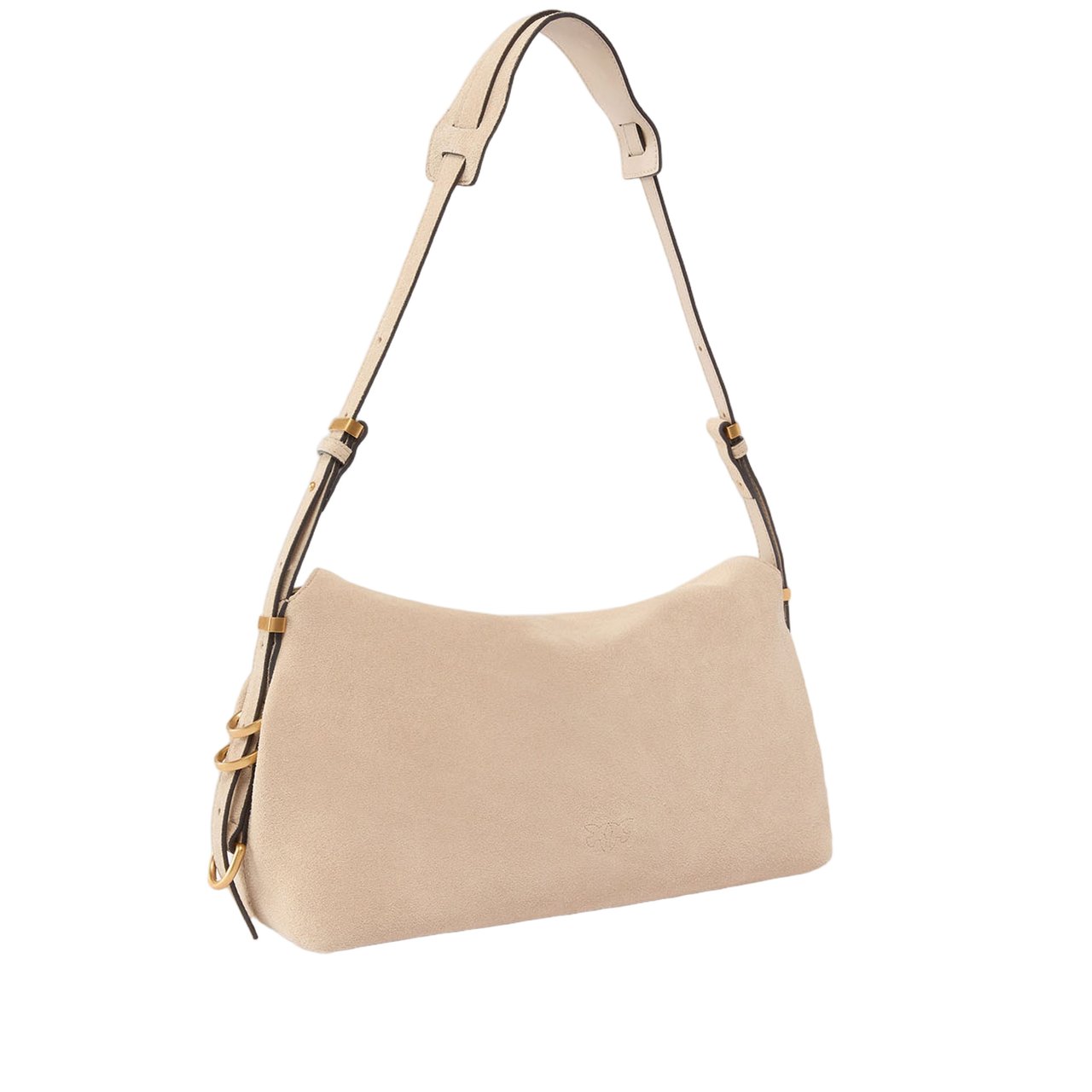 Pinko Beige Suede Leather Handbag Wit